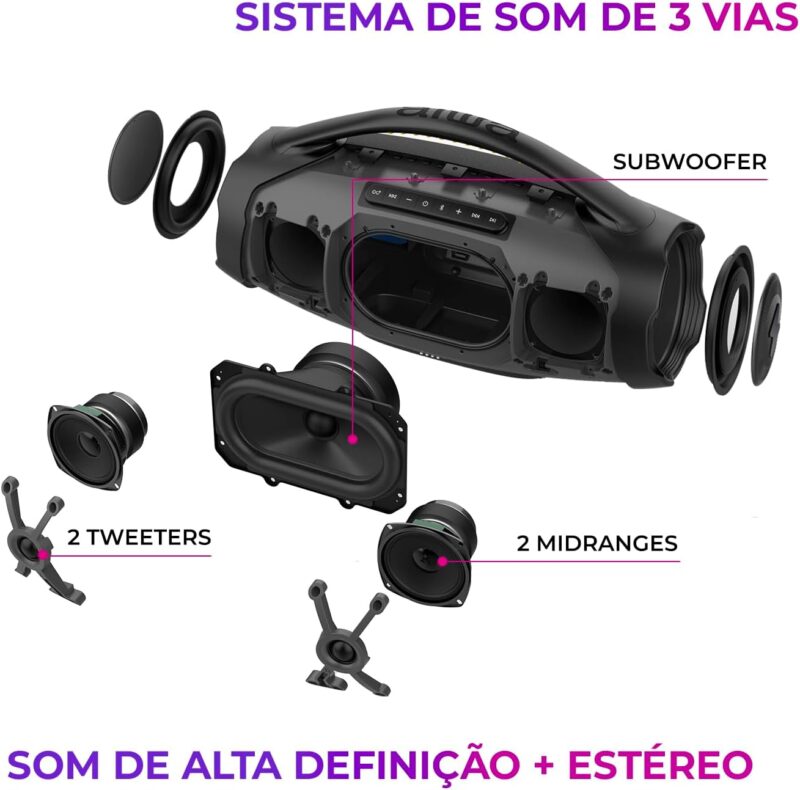 Boombox Aiwa Ligths Plus Azul 200w Bluetooth Portátil