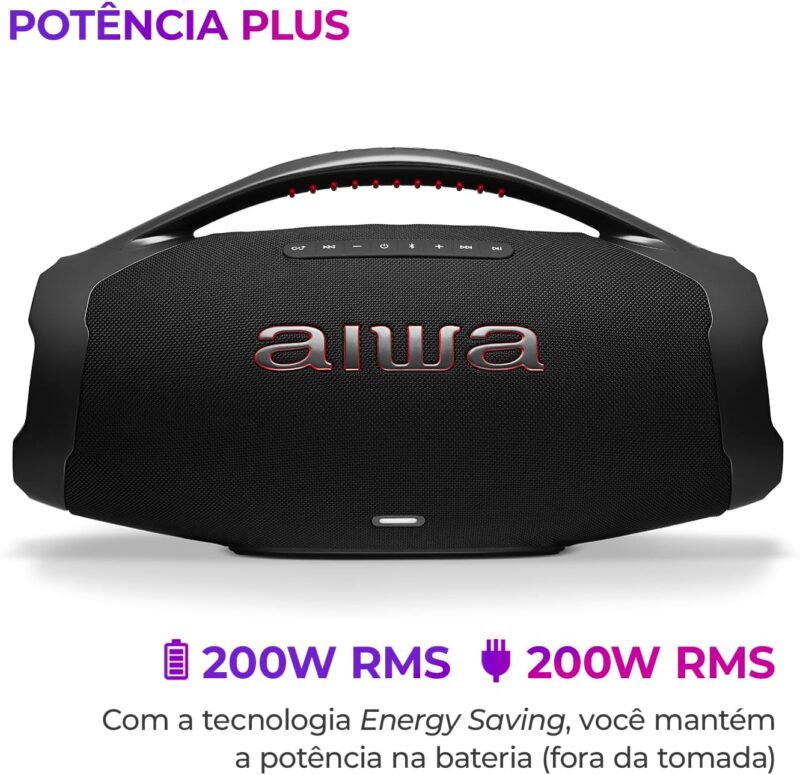 Boombox Aiwa Ligths Plus Azul 200w Bluetooth Portátil