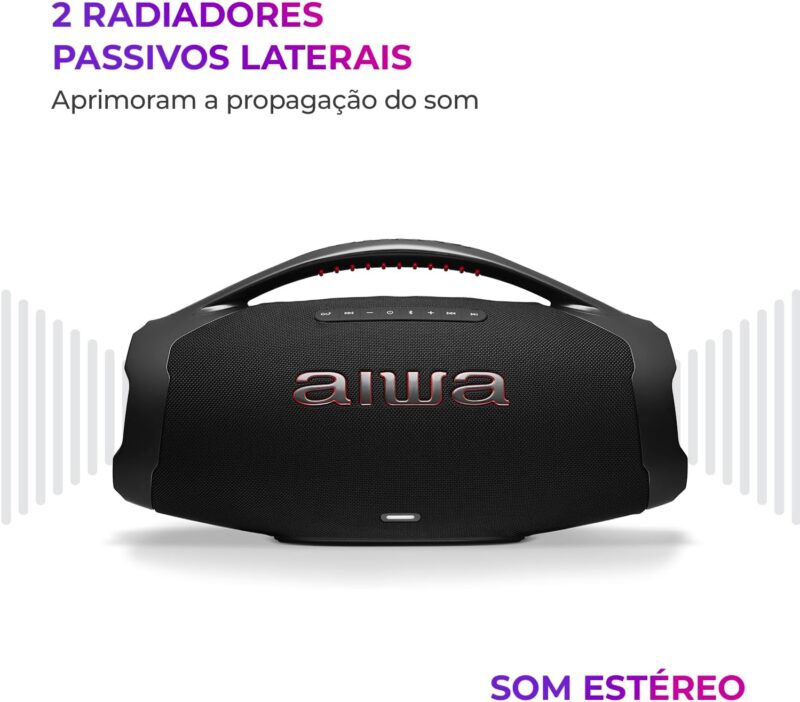 Boombox Aiwa Ligths Plus Azul 200w Bluetooth Portátil