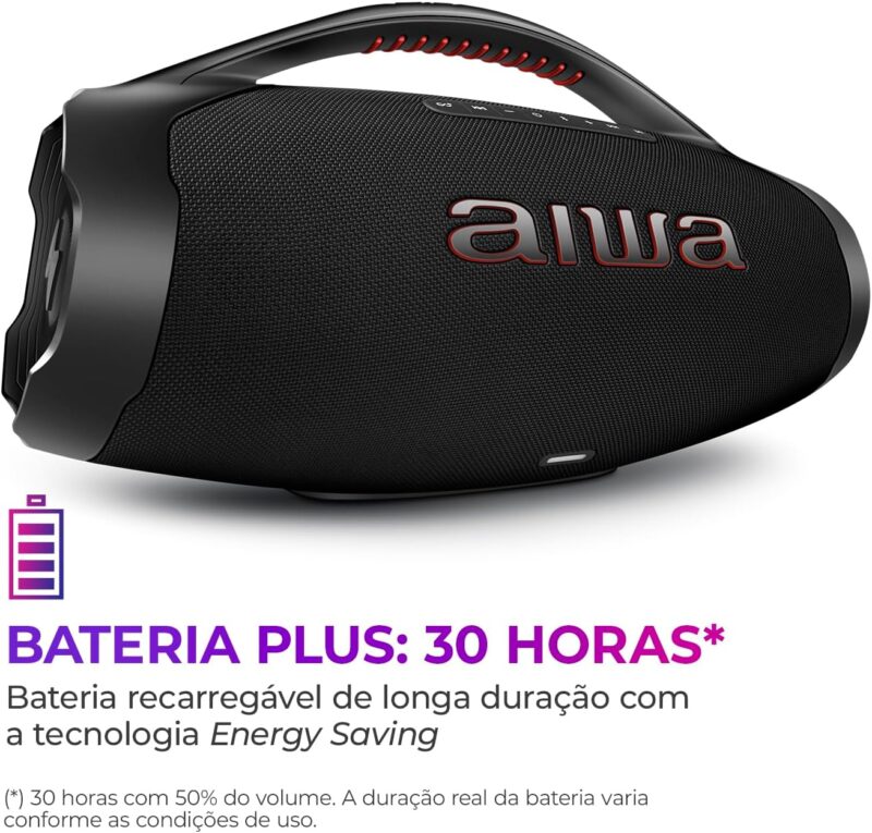 Boombox Aiwa Ligths Plus Azul 200w Bluetooth Portátil