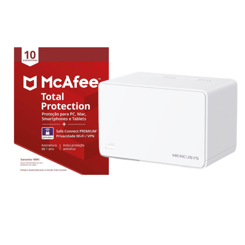 Mercusys Roteador Halo H80x AX3000 2 Unidades + McAfee Total Protection para 10 Dispositivos