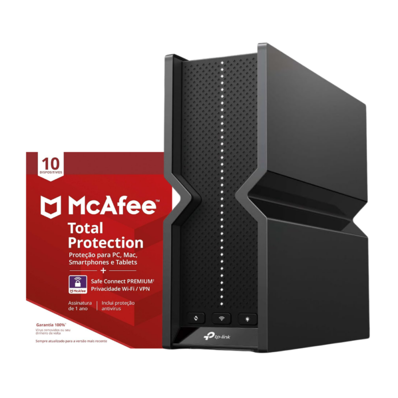 TP-Link Roteador Wi-Fi 7 de Banda Tripla Archer BE550 + McAfee Total Protection para 10 dispositivos